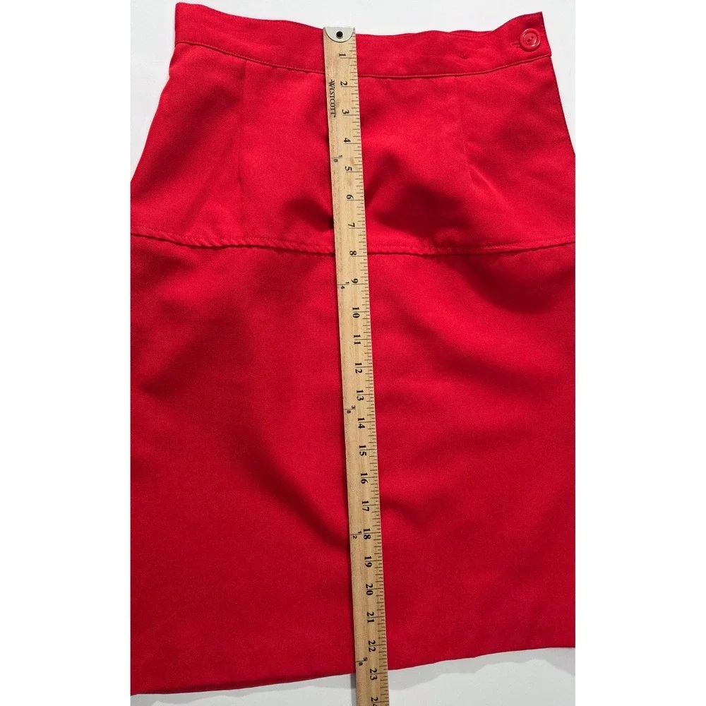 Vintage Sears Retro Preppy Red A-Line Midi Skirt Button Back Detail Size XS‎ - S